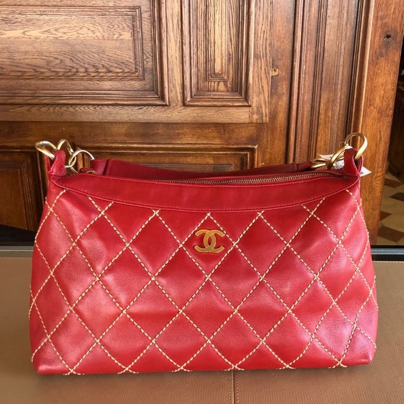 Chanel Red Wild Stitch Satchel - Picture 1 of 14